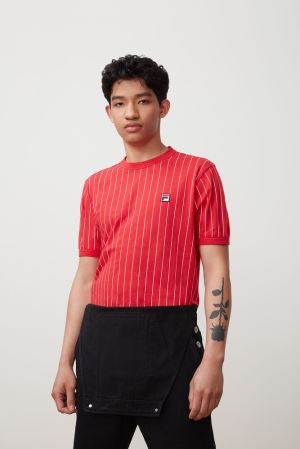 FILA Guillo Tee Shirts Red / White,Mens Clothing | CA.FQUEBW089